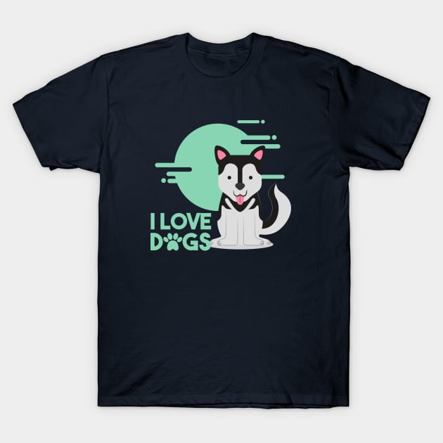 I love dogs. Husky T-Shirt by NickDsigns